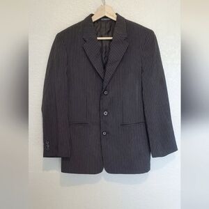 Amherst Collection Boys Black Pin Stripe Blazer Suit Jacket Size 16 Prep